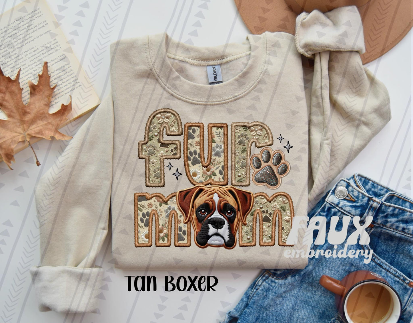 Fur Mom Tan Boxer sweatshirt