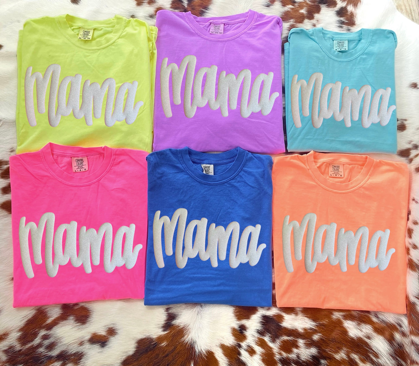 Neon Mama Glitter Puff Comfort Color Tee