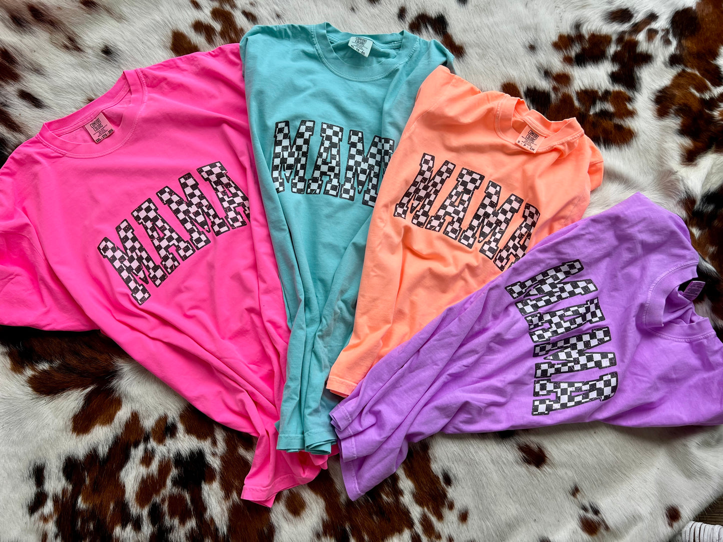 Neon Mama checkered Comfort Color Tee
