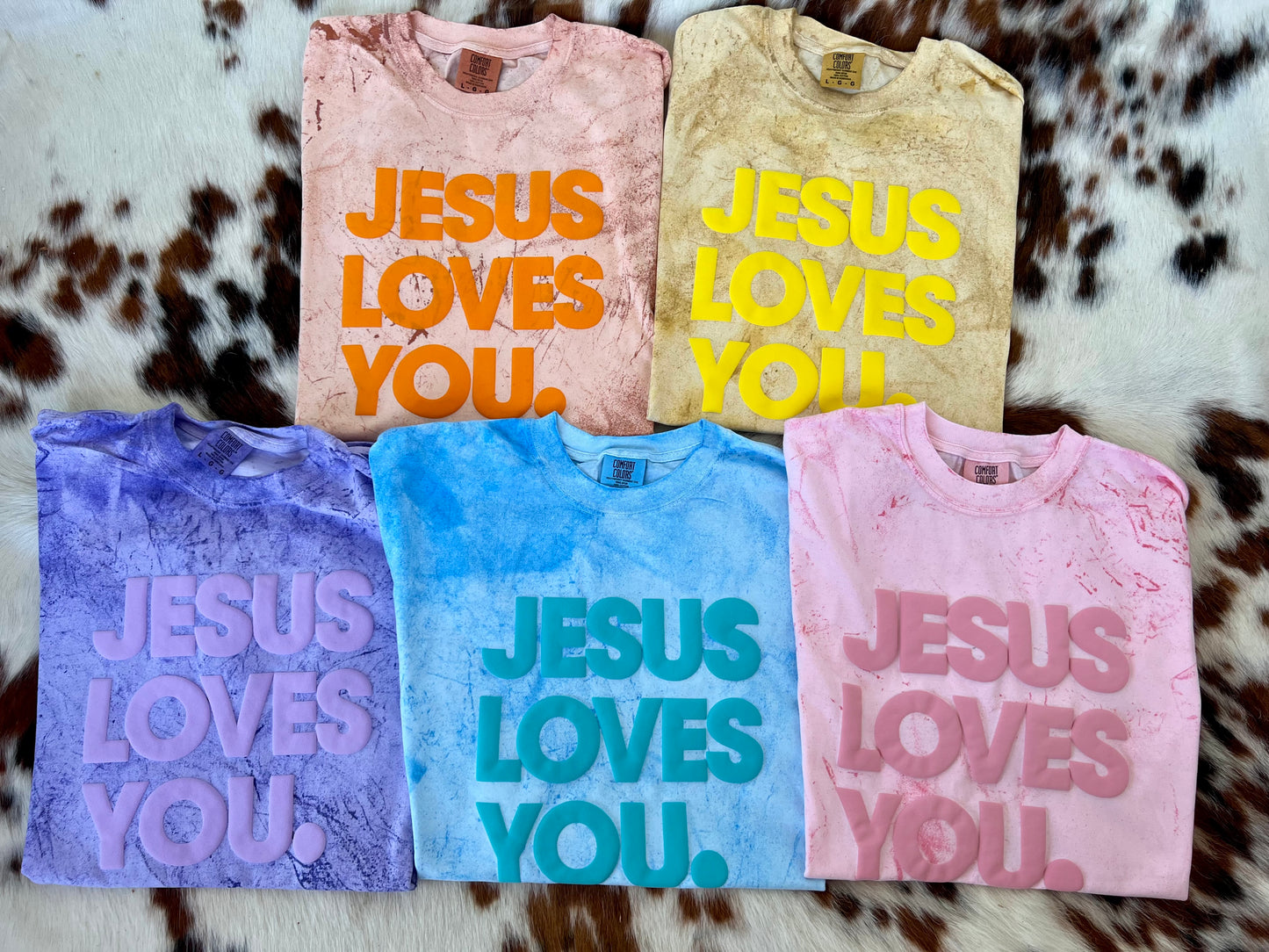 Jesus Loves You Puff ColorblastComfort Color Tees