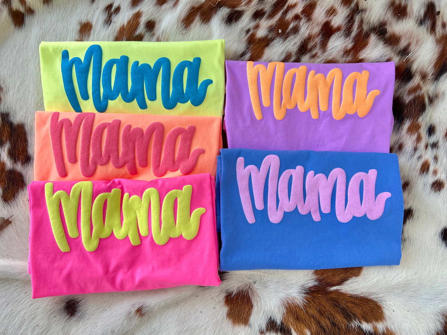 Neon Glitter Puff Mama (Custom) Comfort Color Tee