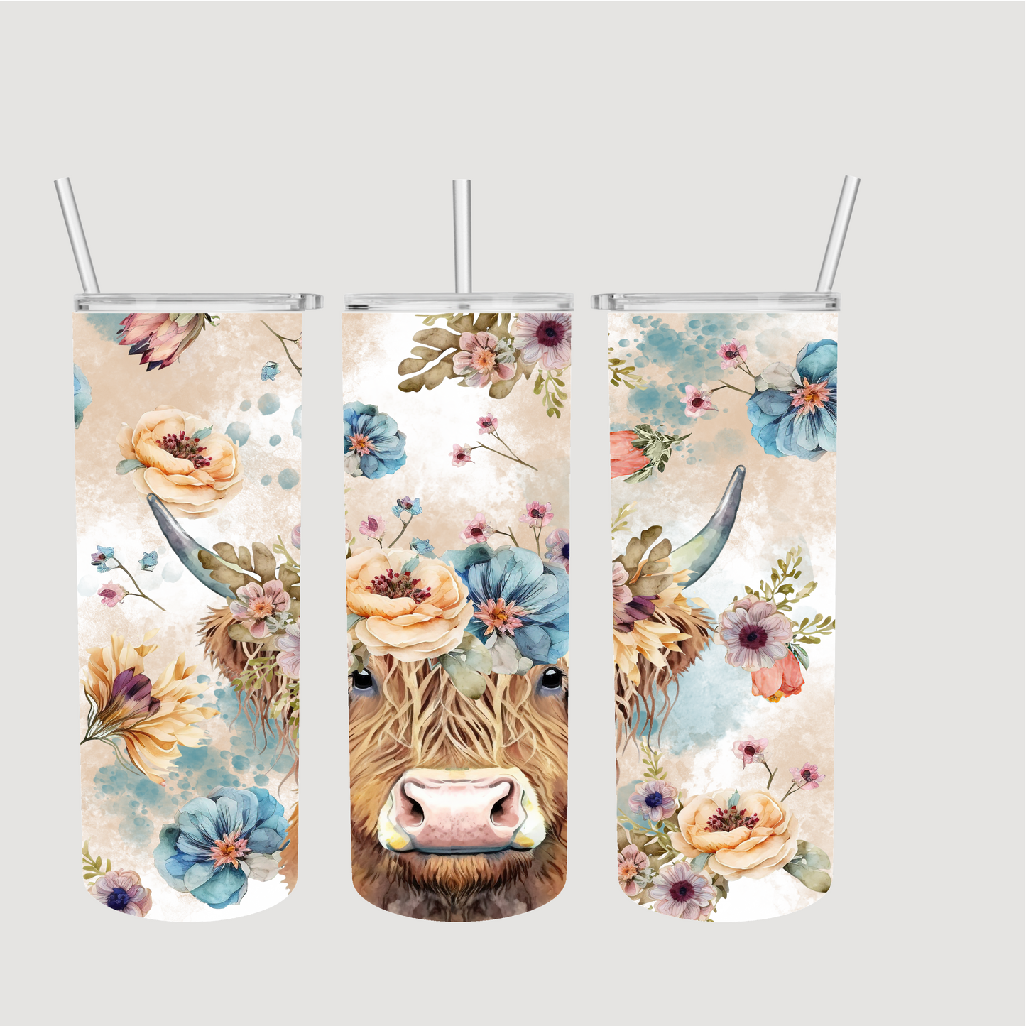 Floral Cow Tumbler