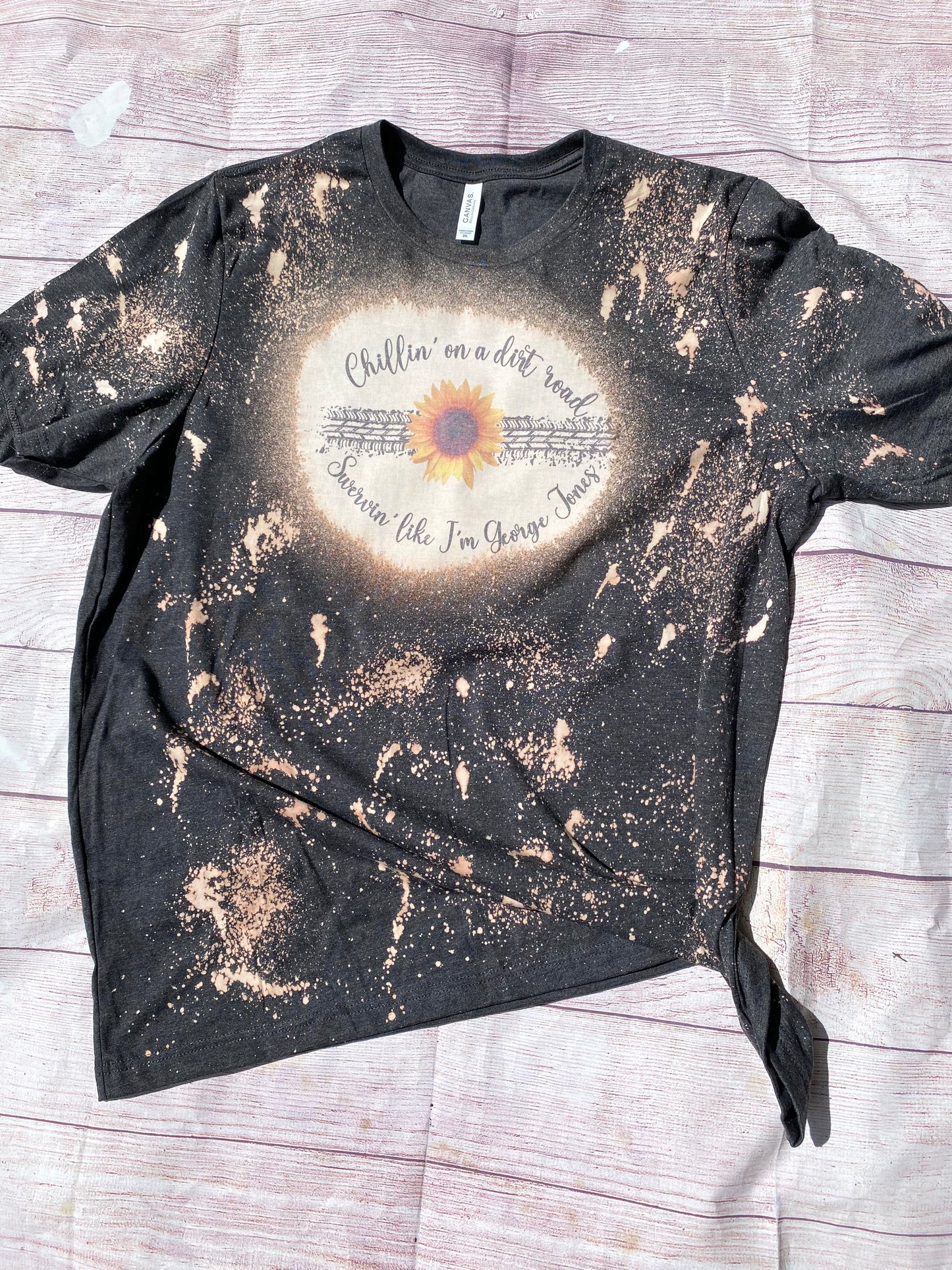 Chillin on a Dirt Road | George Jones | Chilling Back Road Sunflower | Bleach shirt | Bleach Tees