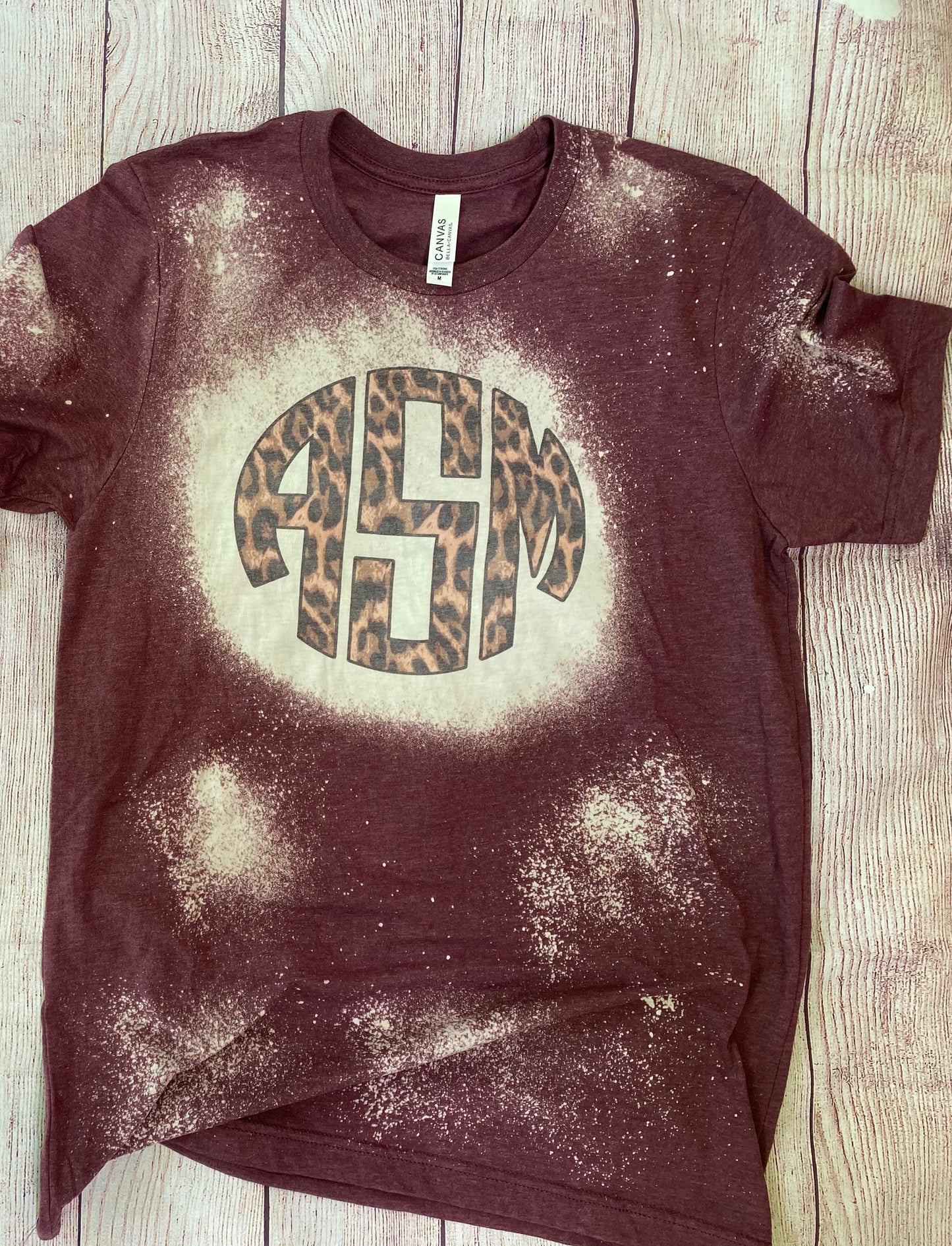 Youth Monogram Cheetah Bleach Shirt | Leopard monogram | Bleached Shirt | Bleach Tee | Bleach shirt