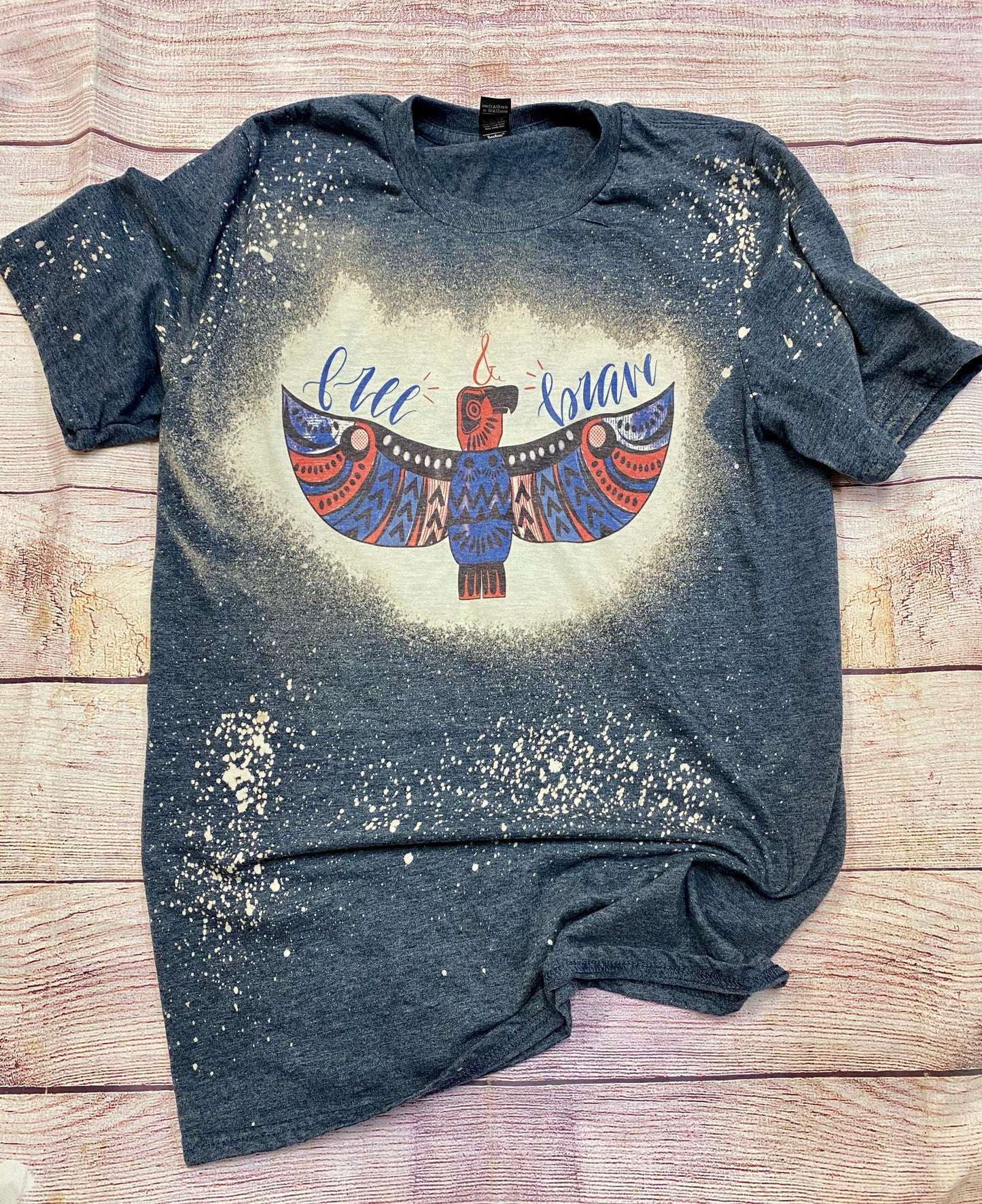 Free and Brave | Aztec Bird Bleach Shirt | Bleach Tee | Bleach Shirt | Bleached Shirt