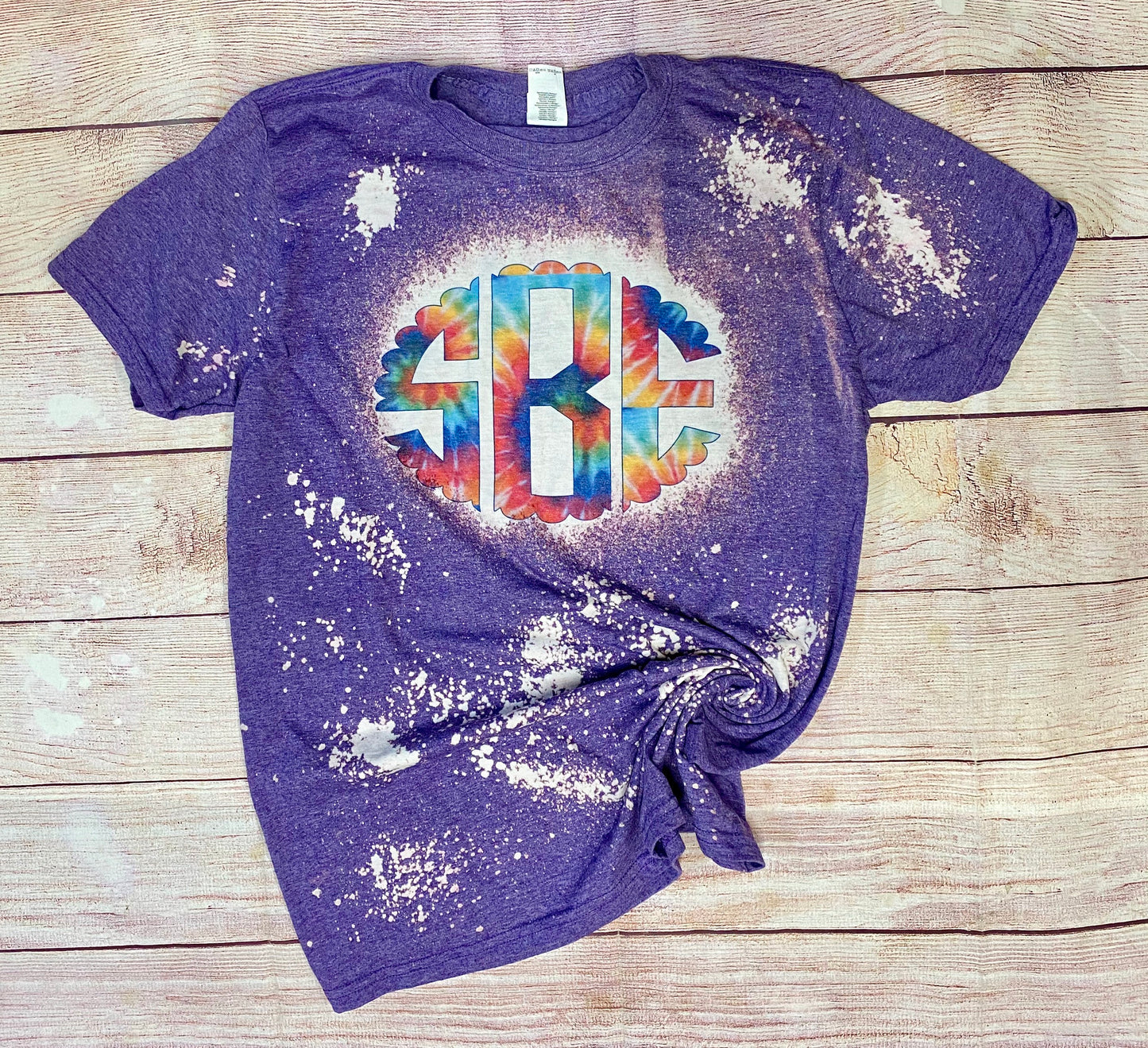 Tie Dye Monogram Bleach Shirt | Tie dye monogram | bleached shirt | bleach shirt | bleach tee