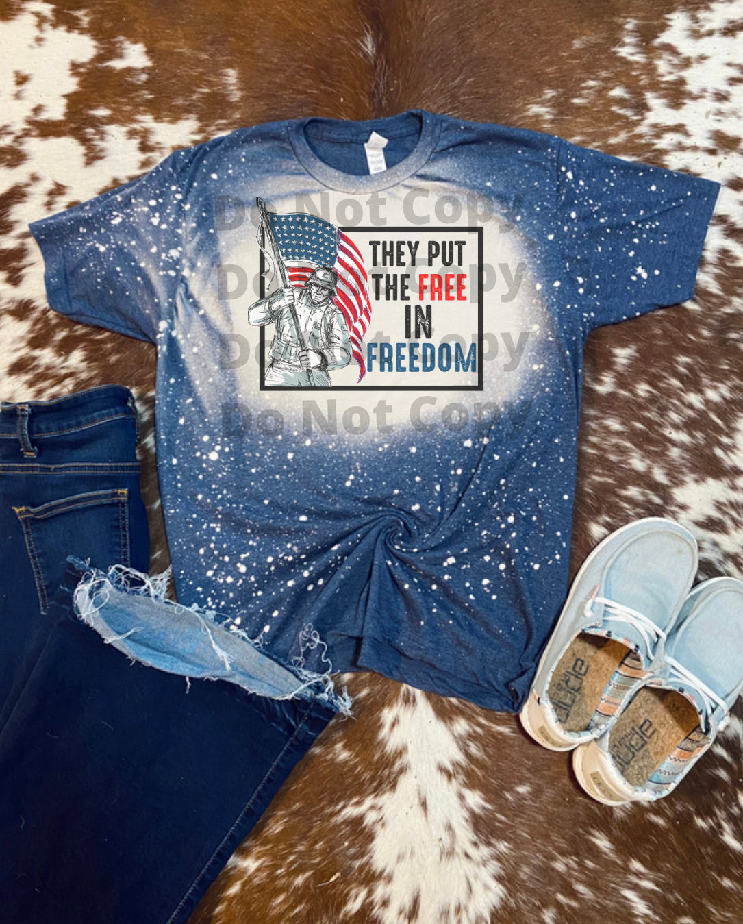 Free in freedom Patriotic Bleach Tee
