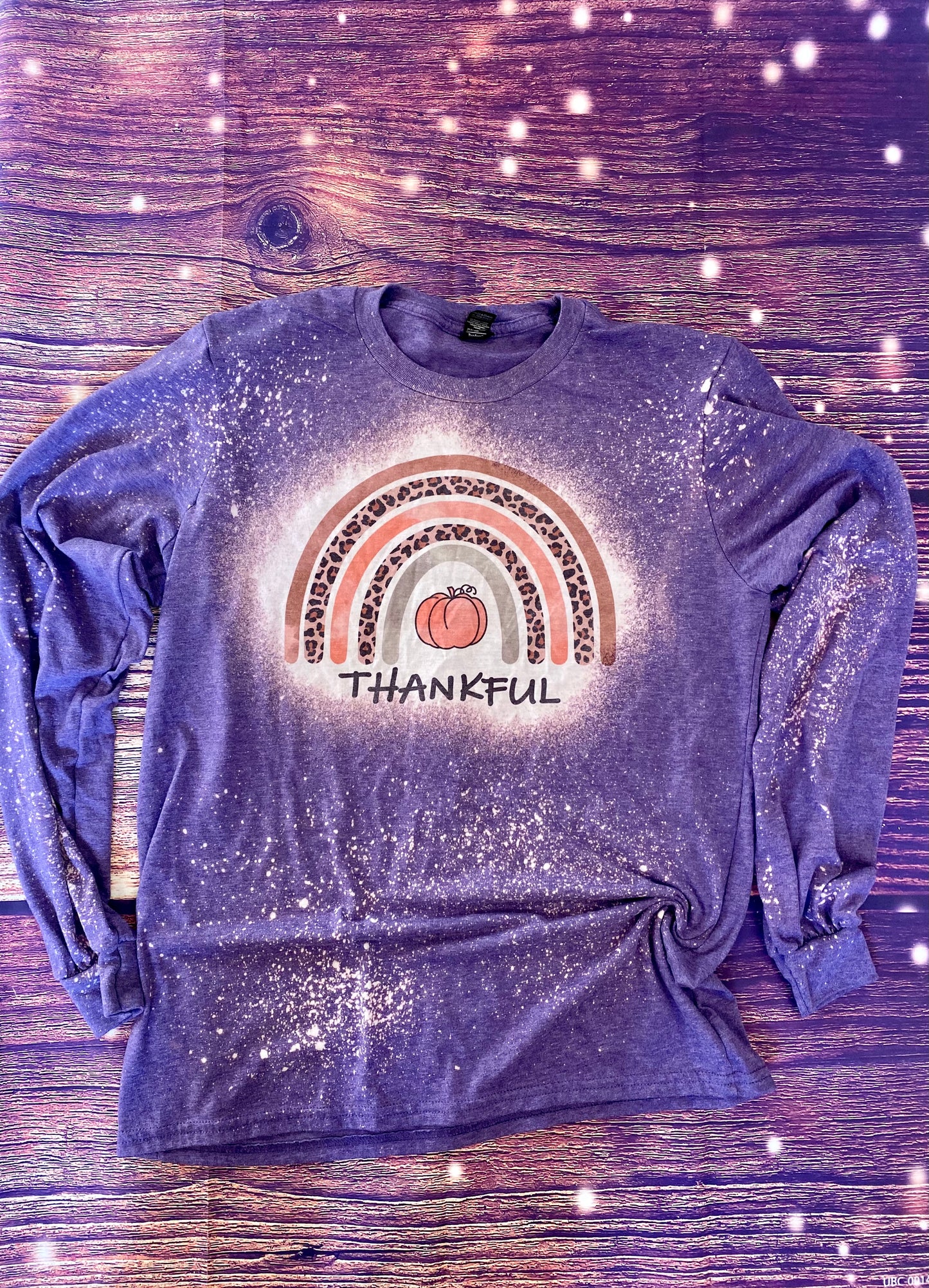 Thankful Rainbow long sleeve Bleach Tee