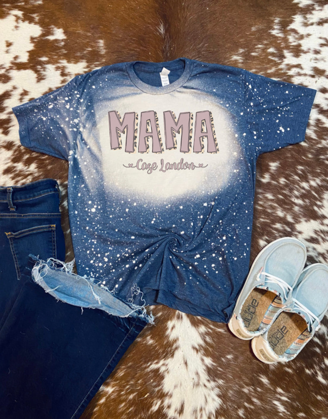 Mauve Boho Personalized Mama Bleach Tee