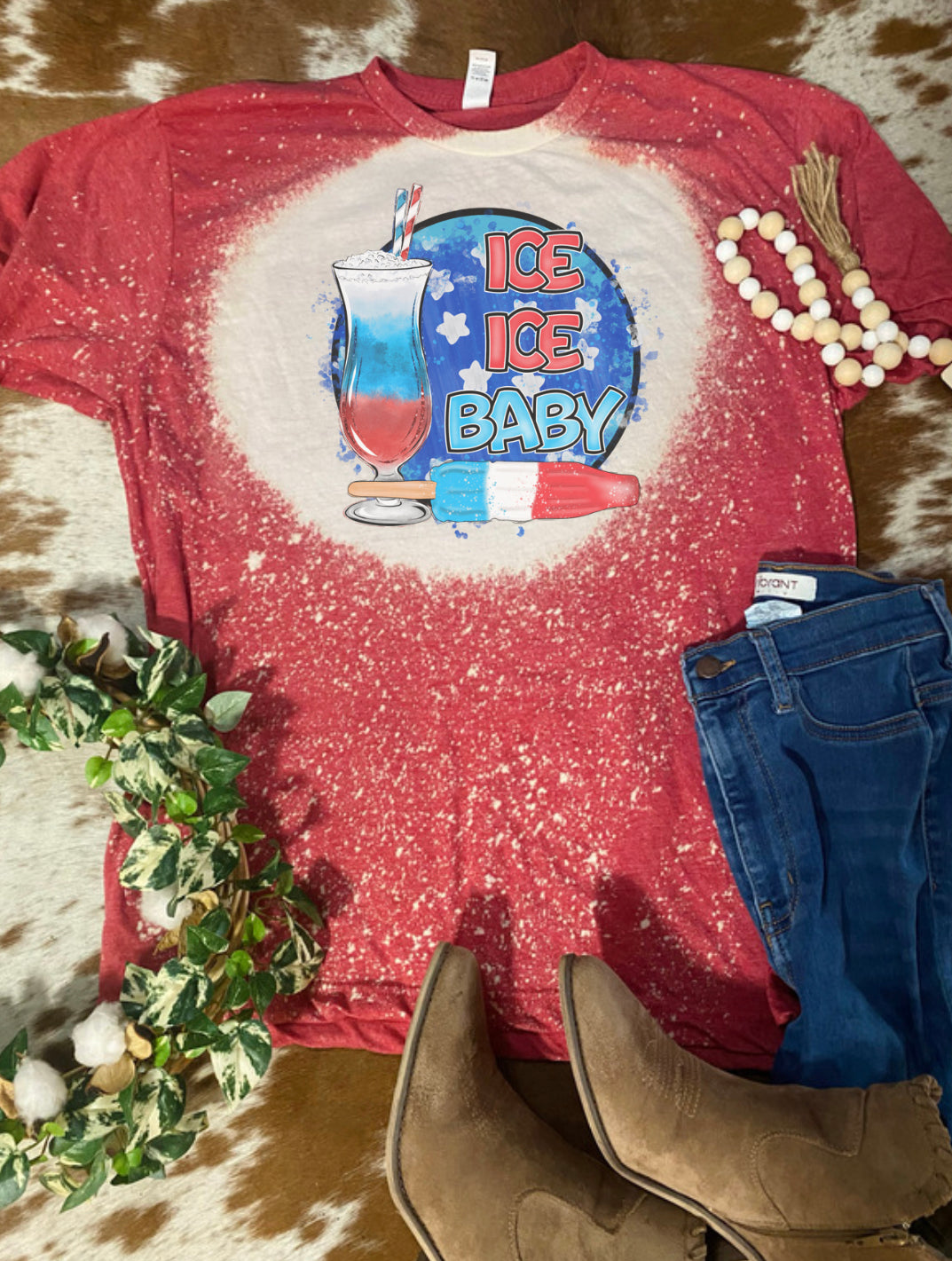 Patriotic Ice Ice Baby Bleach Tee