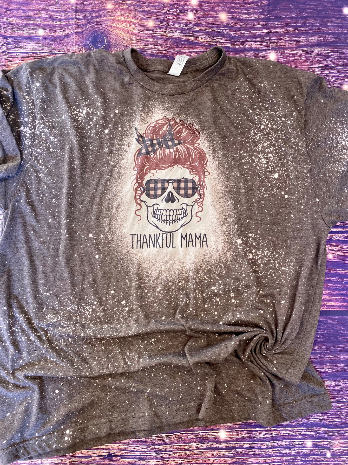 Thankful mama skull Bleach Tee