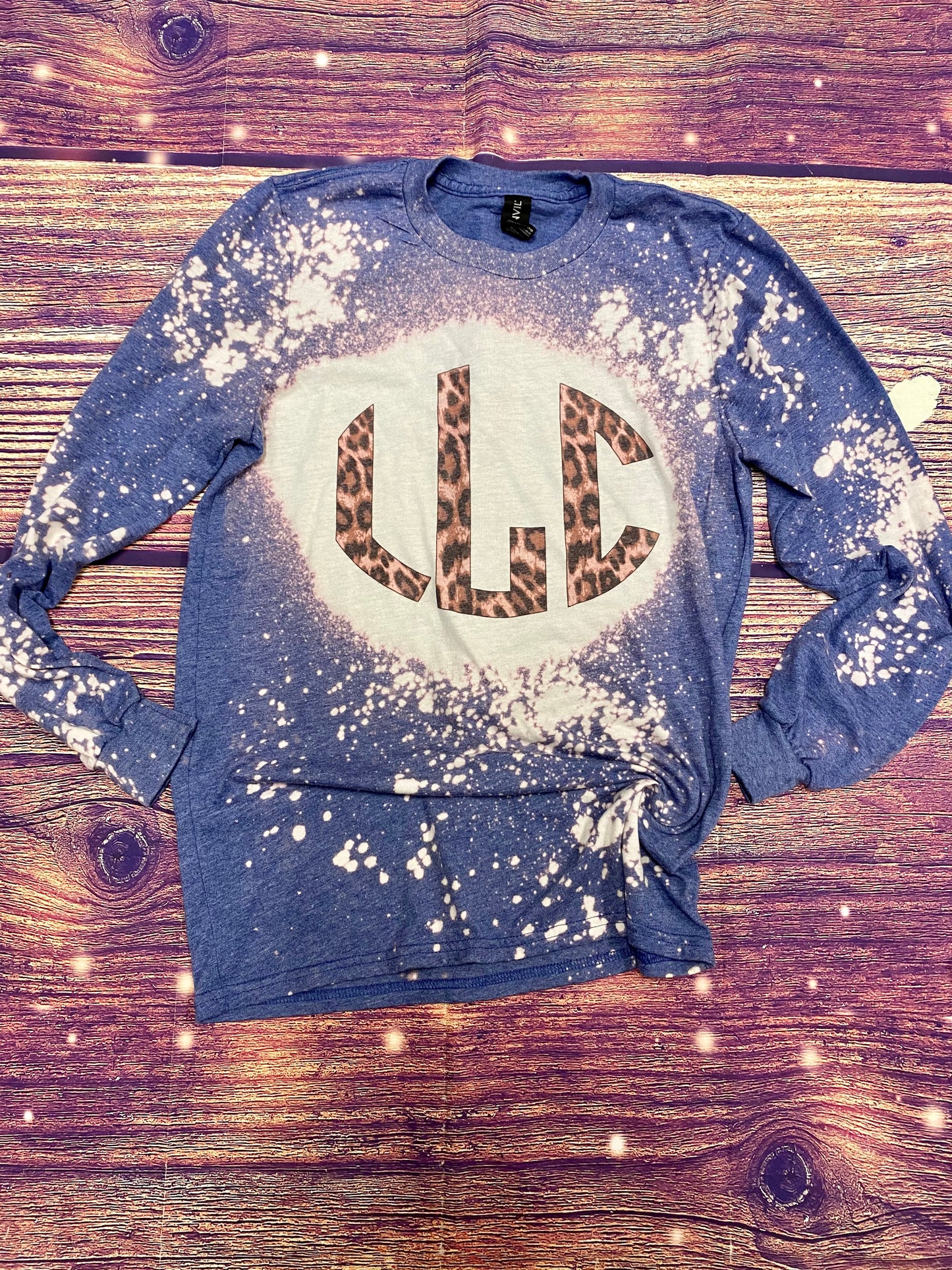 Cheetah monogram bleach long sleeve shirt