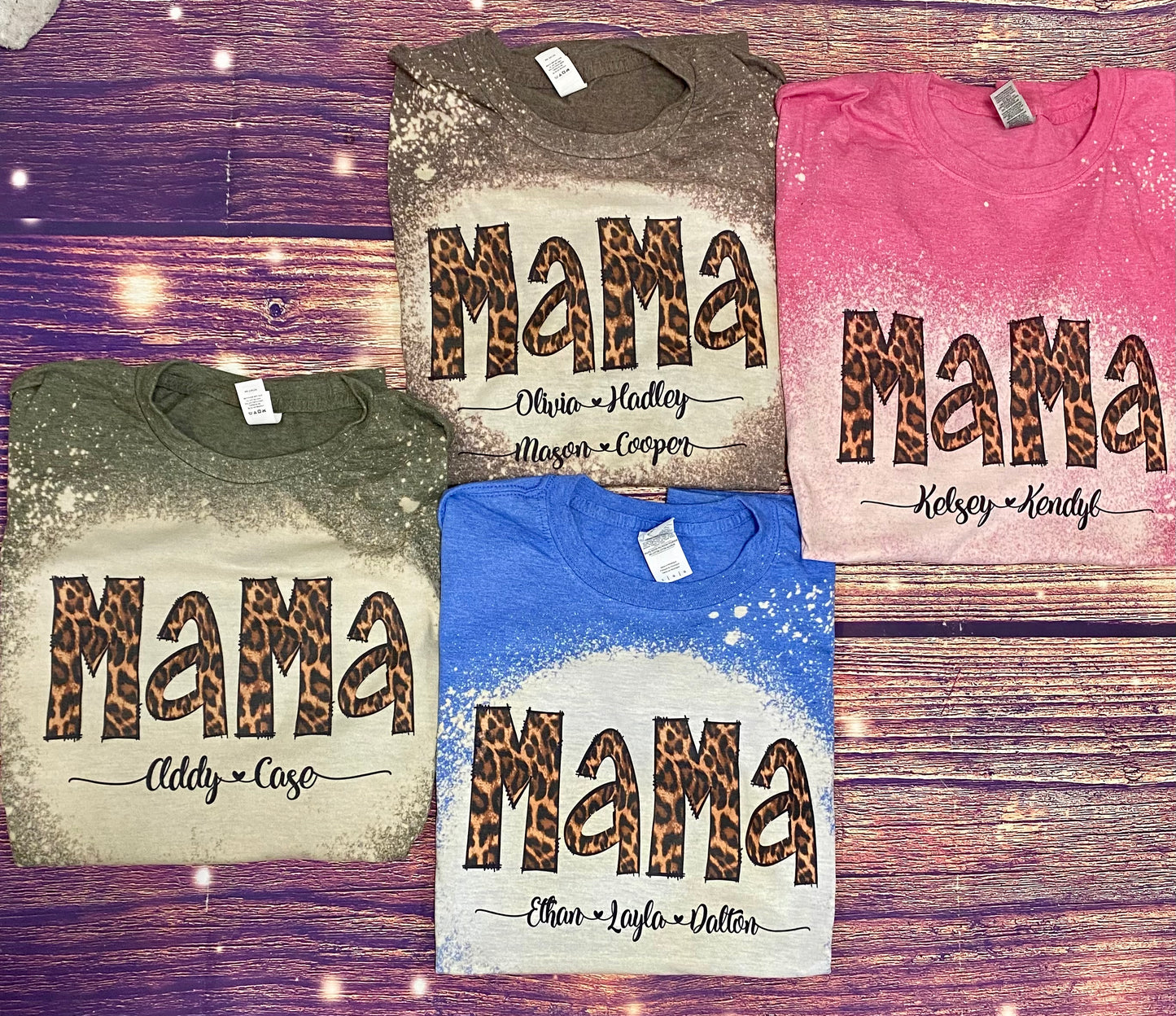 Cheetah Mama Personalized Bleach Tee