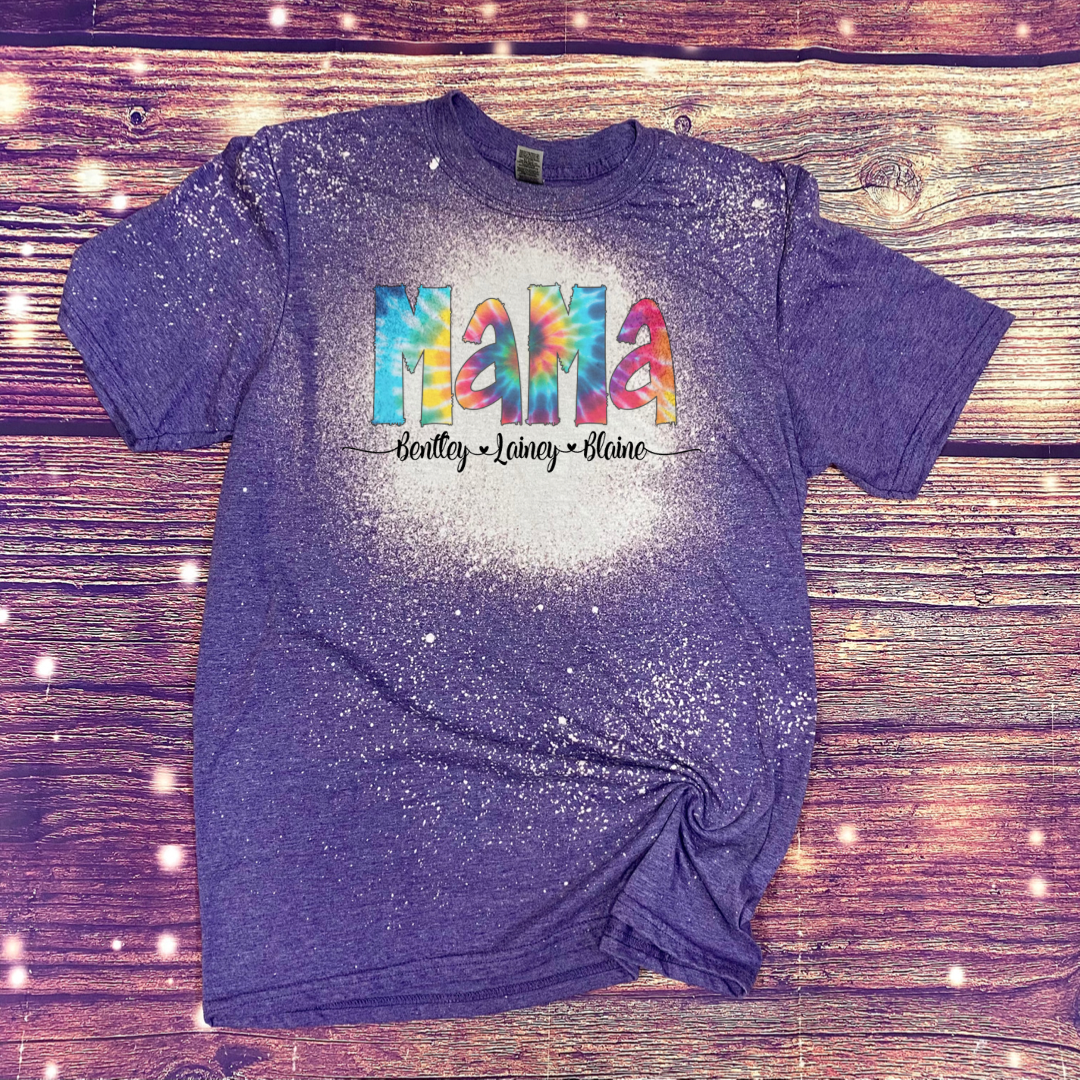 Personalized Mama Bleach Tee color options and patterns