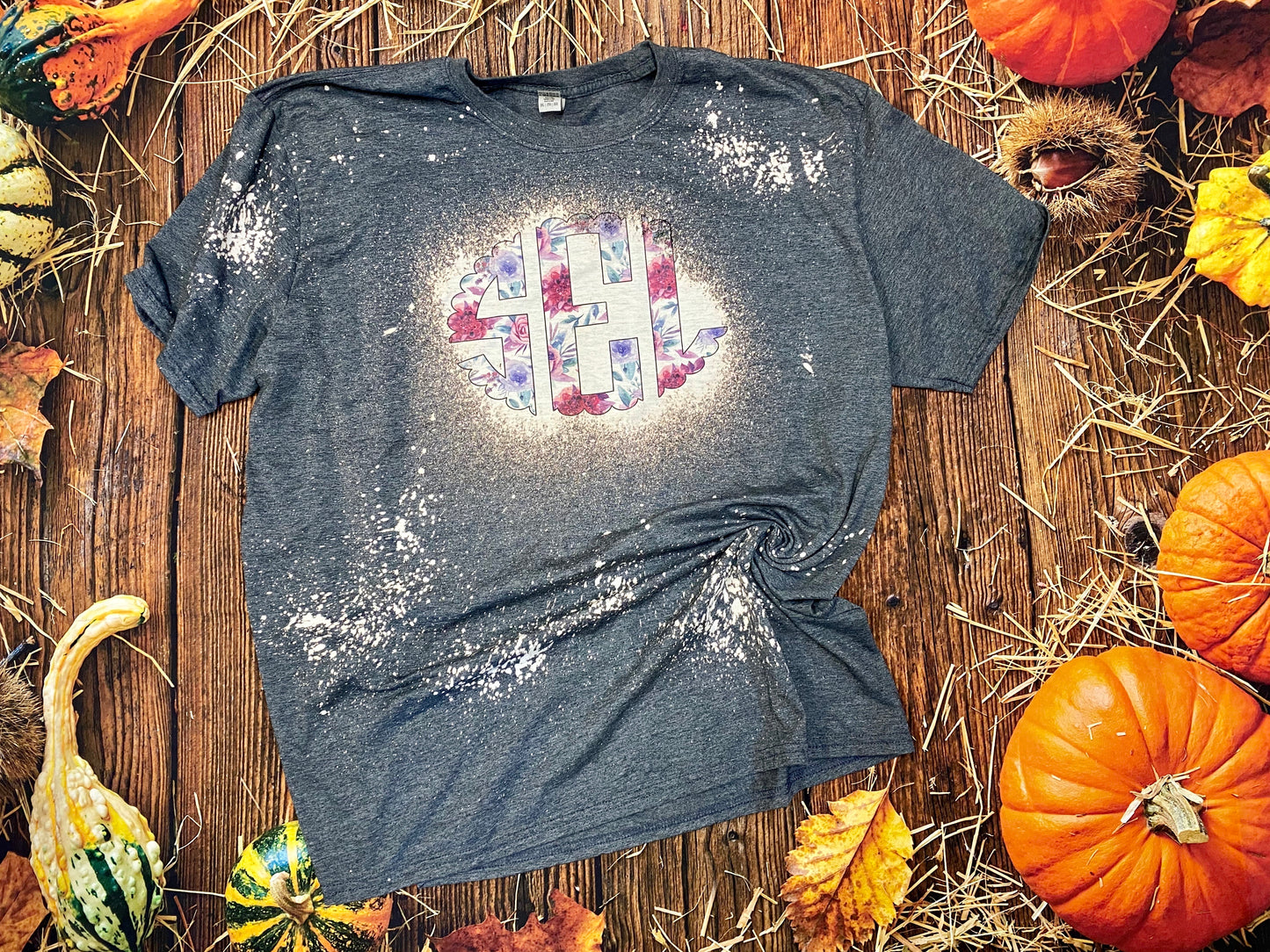 Floral Monogram Bleach Shirt