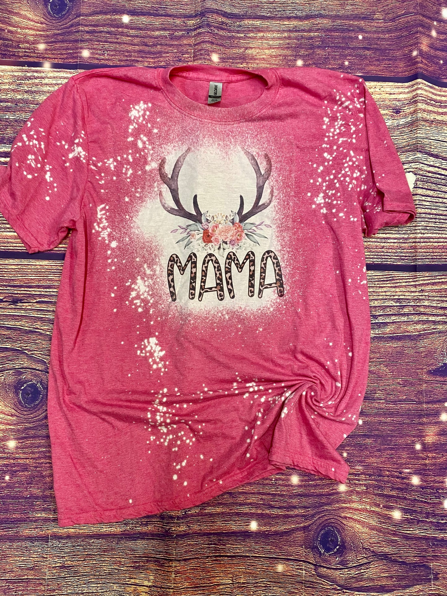 Leopard Mama antler floral Bleach Tee