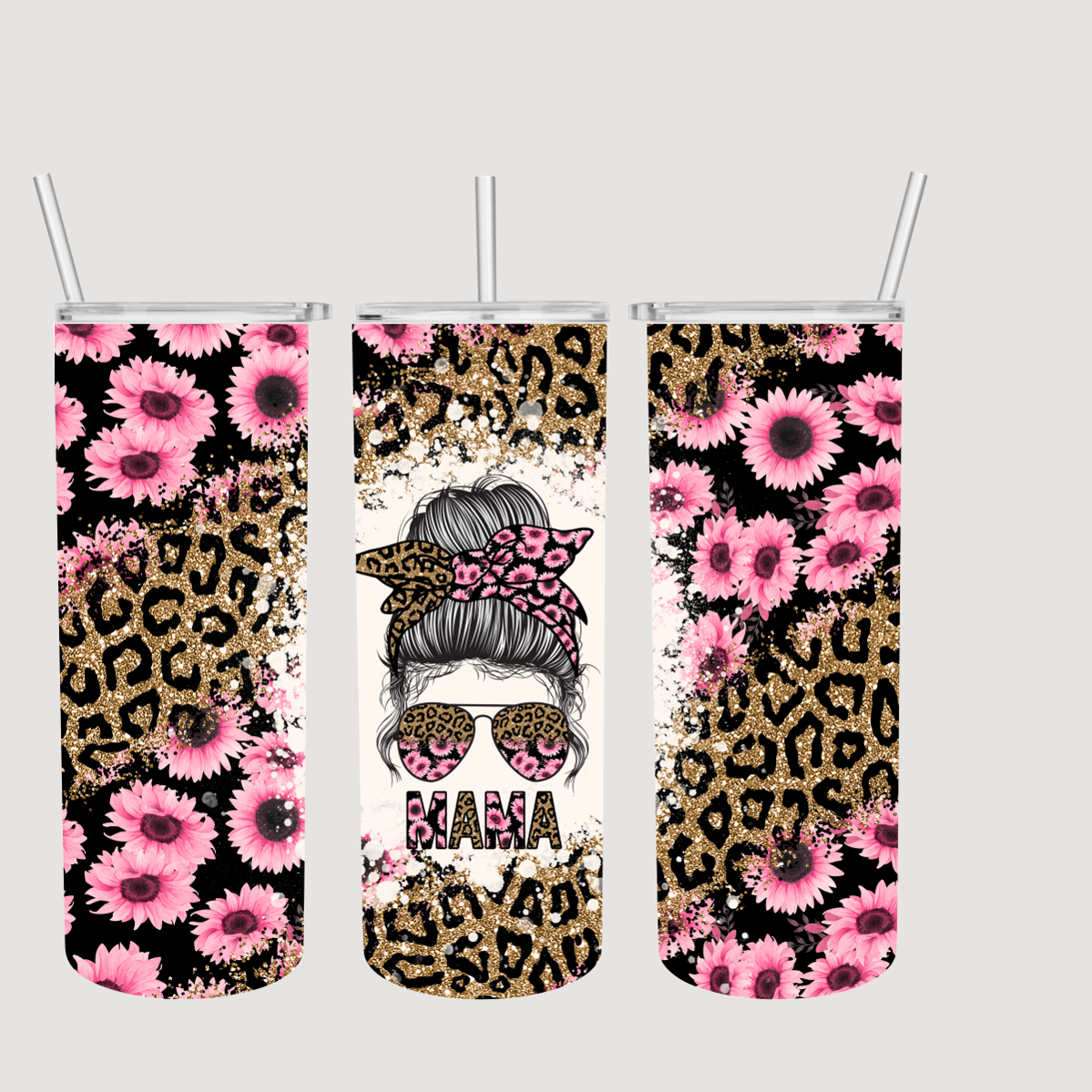 Leopard pink Flower MomLife Tumbler