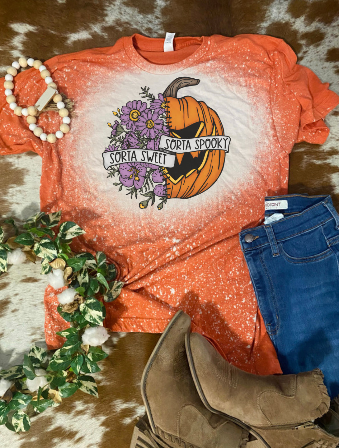 Sorta Sweet Sorta Spooky Fall Bleach Tee