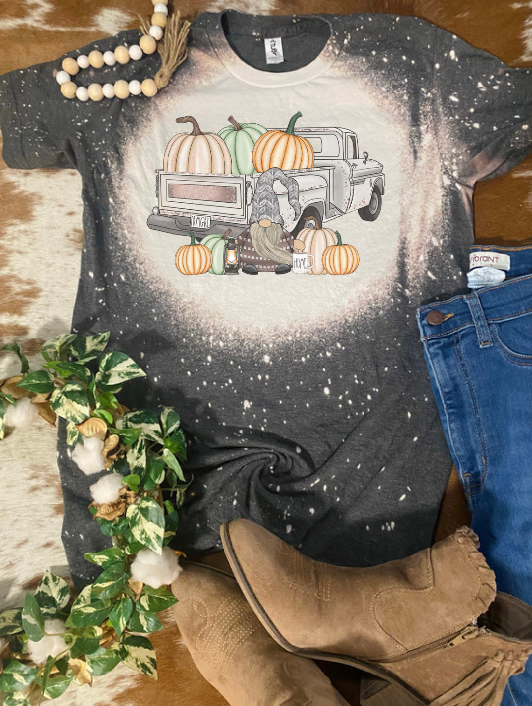 Fall Gnome Truck Bleach Tee