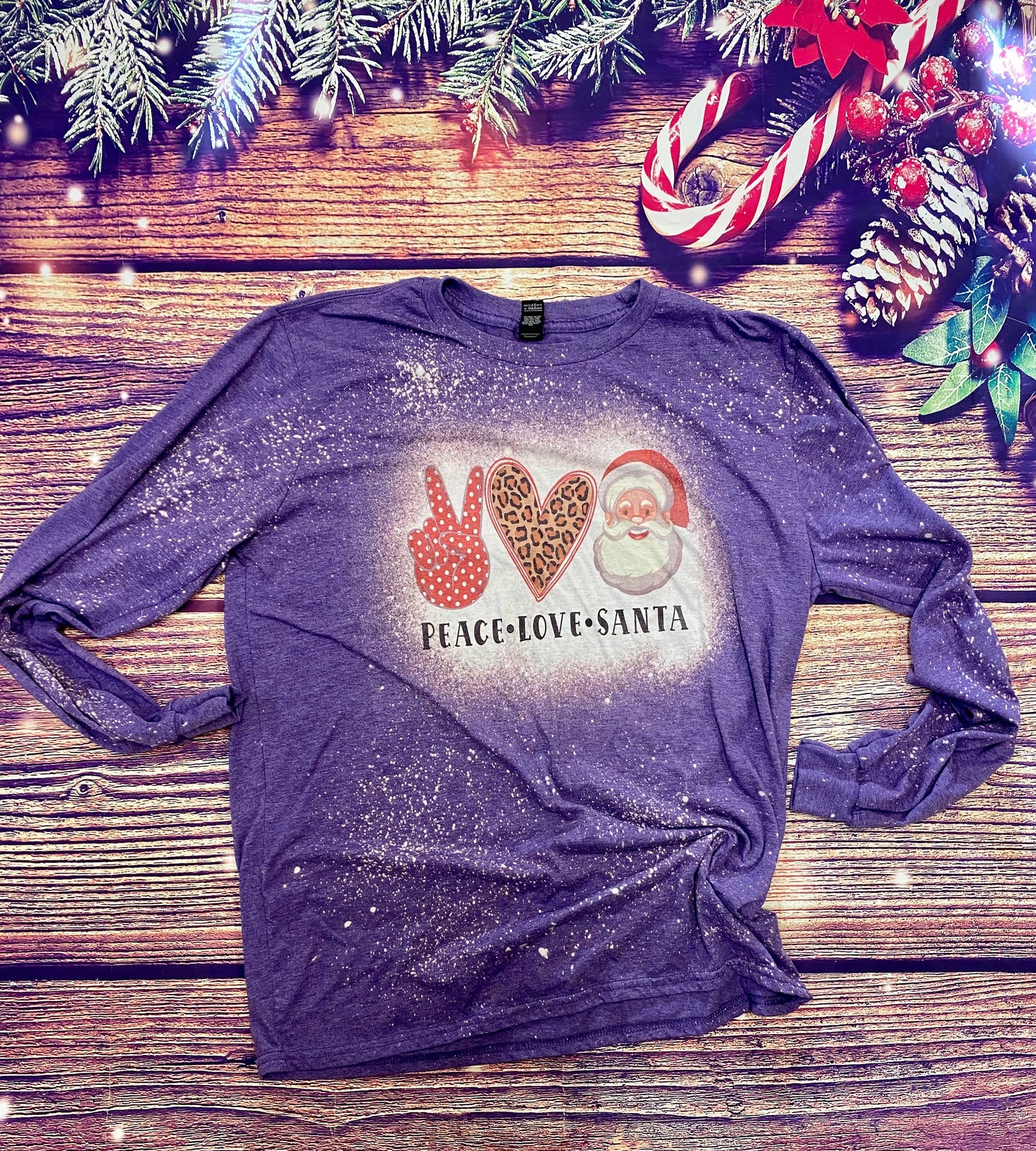 Peace love Santa Christmas Bleach Long sleeve