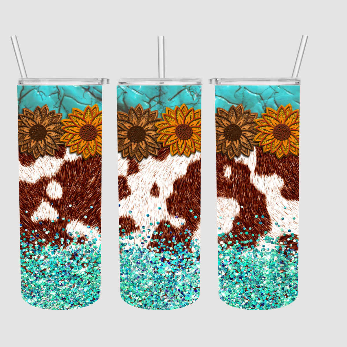 Sunflower Cowhide Tumbler