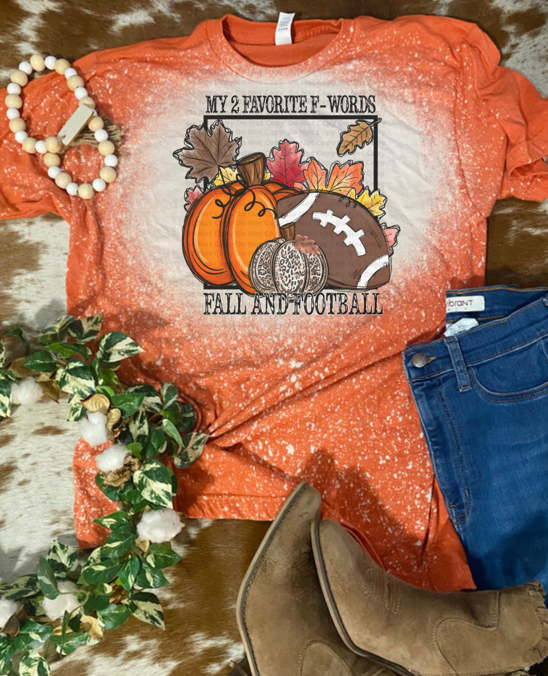 Fall and Football Bleach Tee