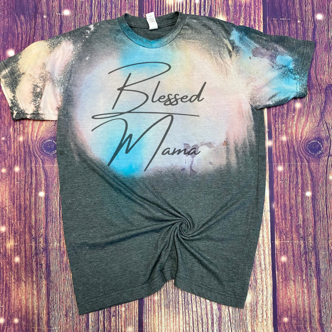 Blessed Mama reverse tie dye Tee