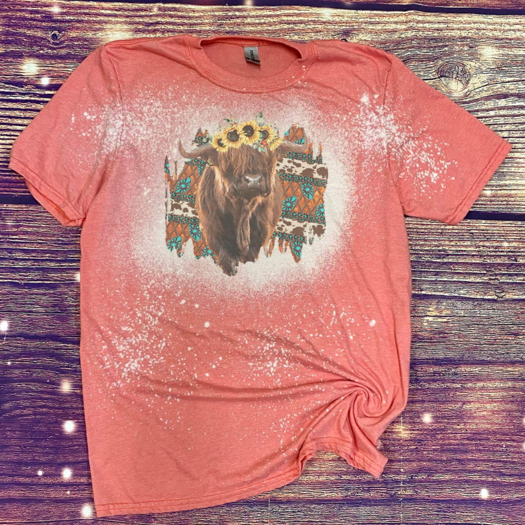 Highland Cow Bleach Tee