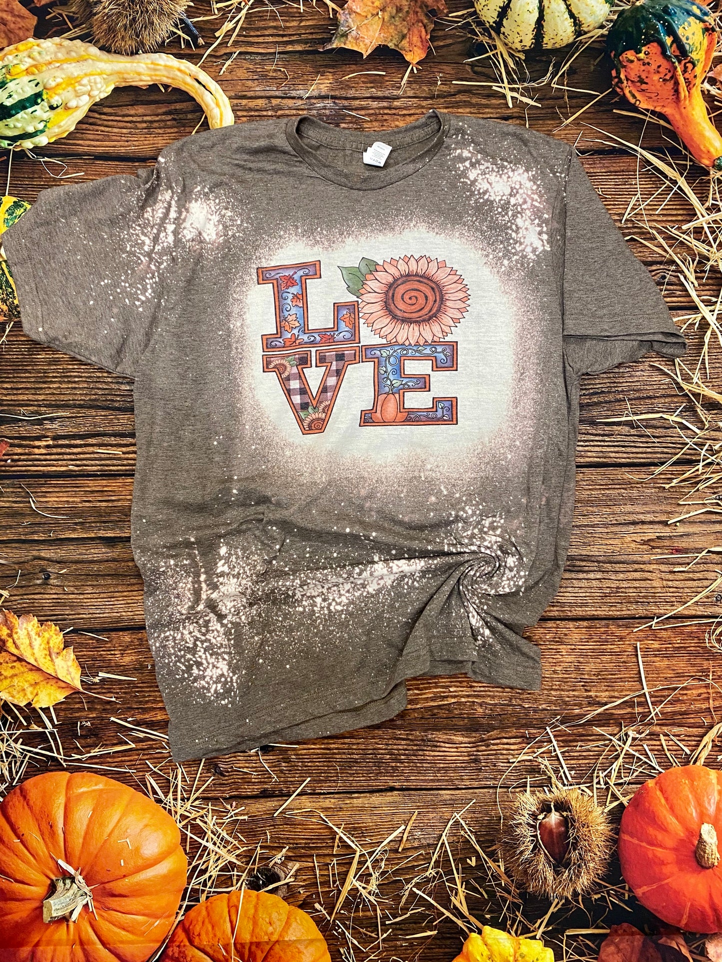 Fall Love Stacked Bleach Tee | Bleach Shirt