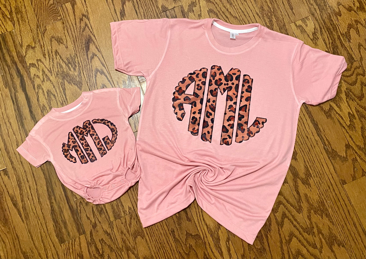 Mommy and Me Leopard Monogram Set