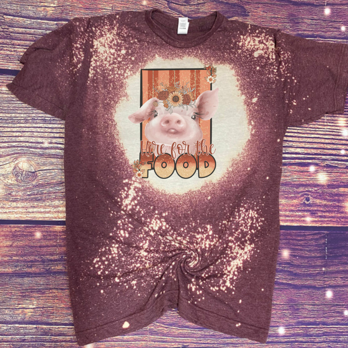 Here for Food Pig Bleach Tee