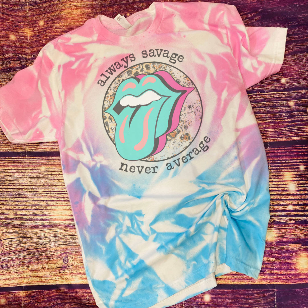 Always Savage Never Average Skull Tie Dye tee
