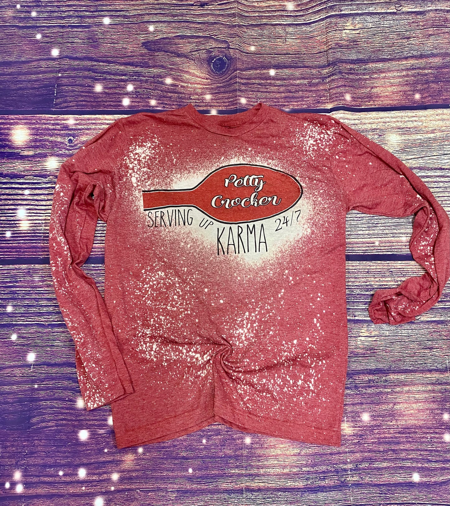 Petty Crocker 24/7 bleach long sleeve shirt