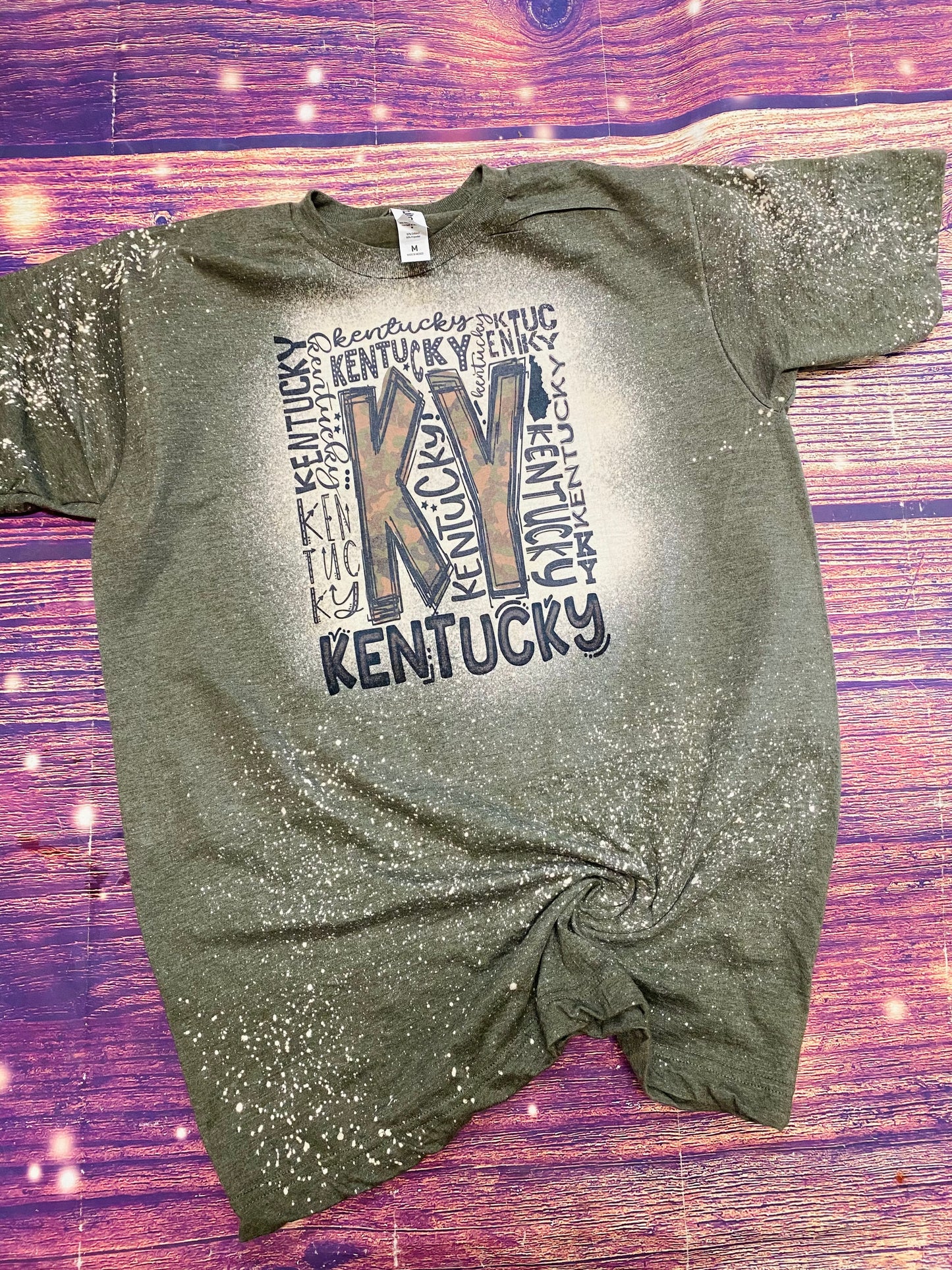 Camo Kentucky Ky Bleach Tee