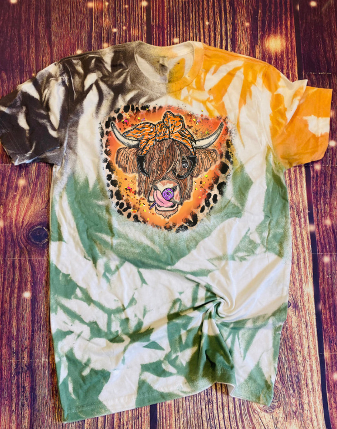 Halloween Cow Tie Dye tee