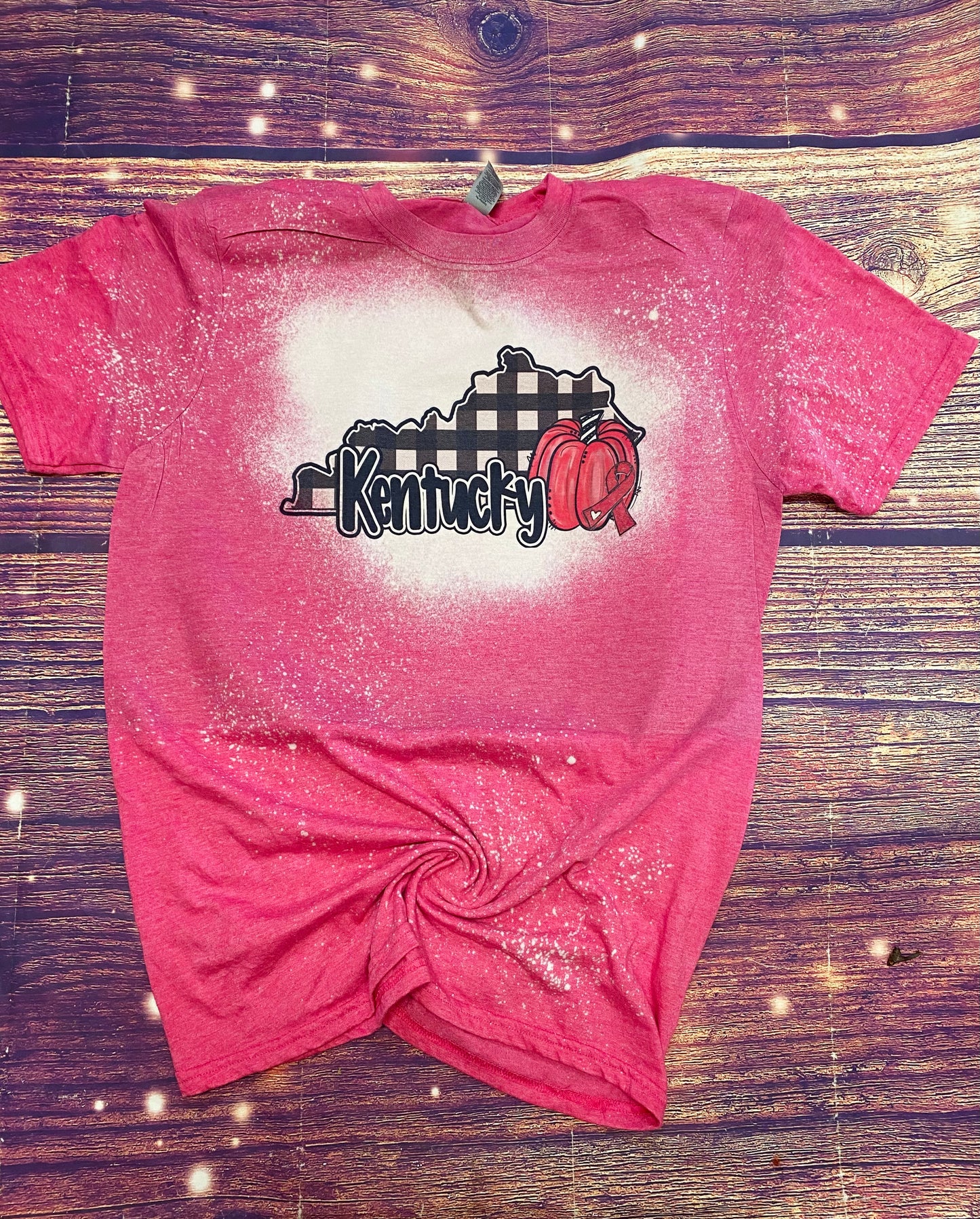 Plaid Kentucky pink pumpkin Bleach Tee