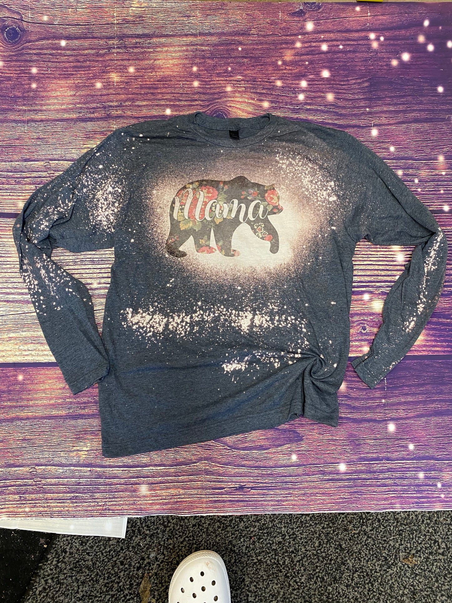 Mama Bear Floral bleach long sleeve shirt