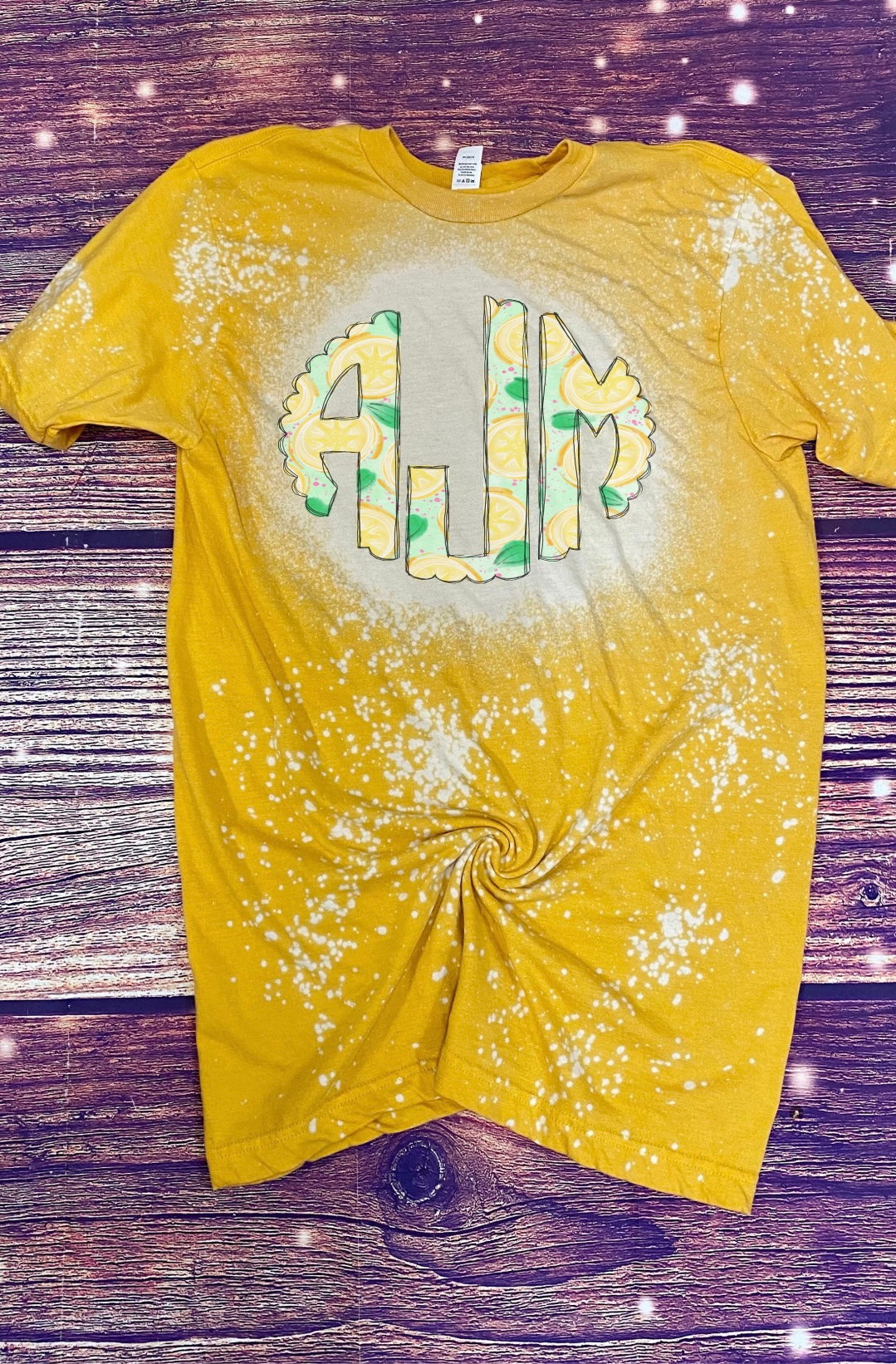 Lemon Monogram Bleach Tee