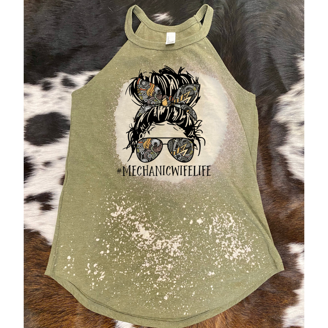 Mechanic Wife Life Bleach Rocker Tank