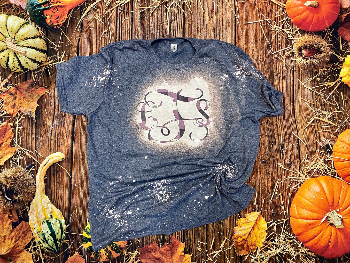 Black White Plaid Monogram Bleach Shirt