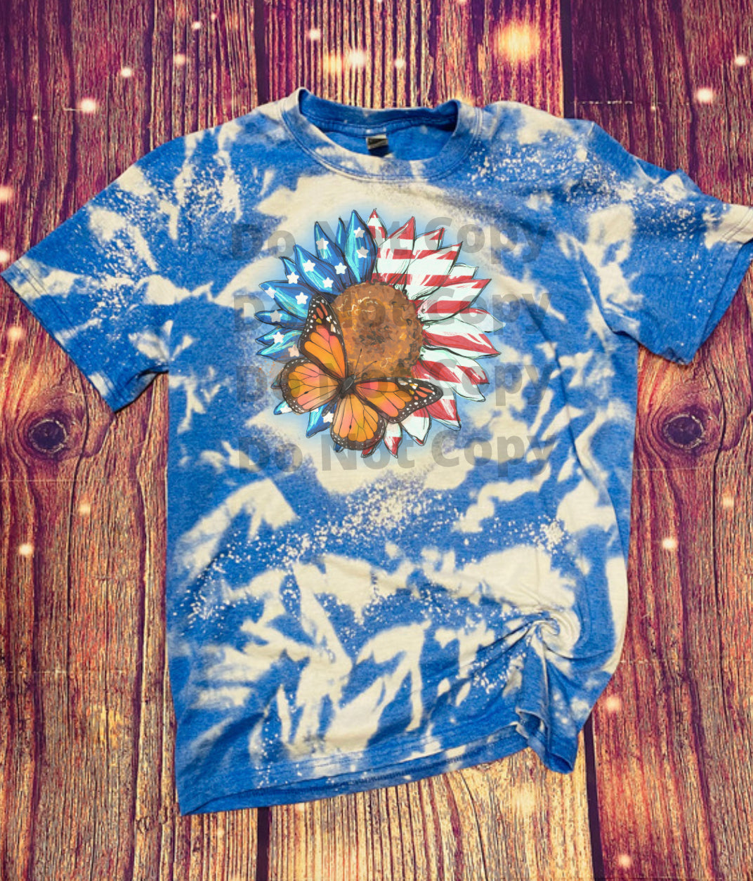 Butterfly Sunflower Patriotic Bleach Tee