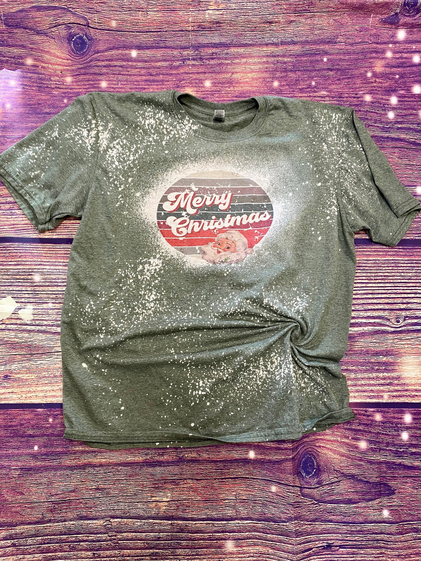 Merry Christmas Vintage Santa Bleach Tee