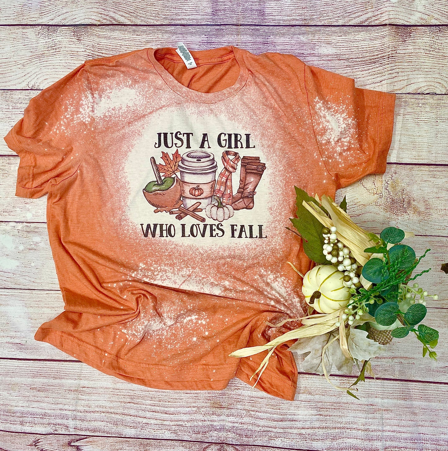 Just a Girl Who Loves Fall | Fall Bleach Shirt | Bleach Tee | Bleach Shirt | Bleached Shirt