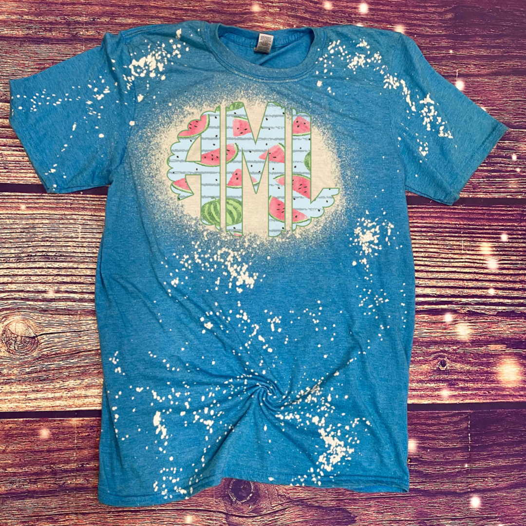 Watermelon Monogram Bleach Tee