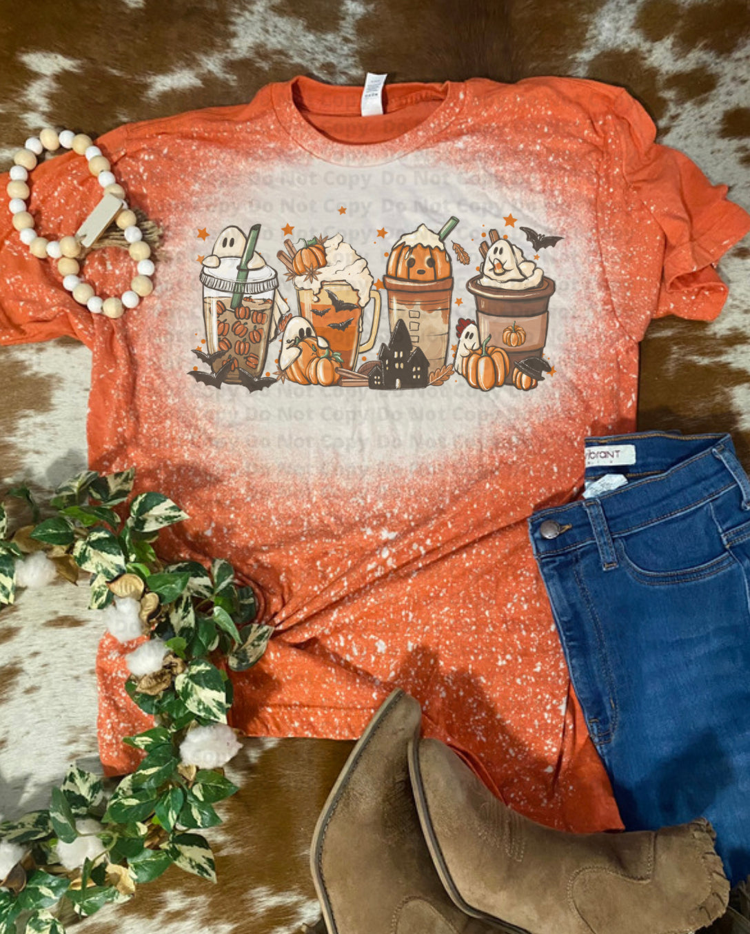 Pumpkin Ghost Coffee Bleach Tee