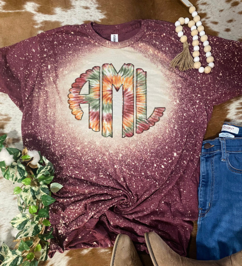 Fall Monogram Bleach Tee