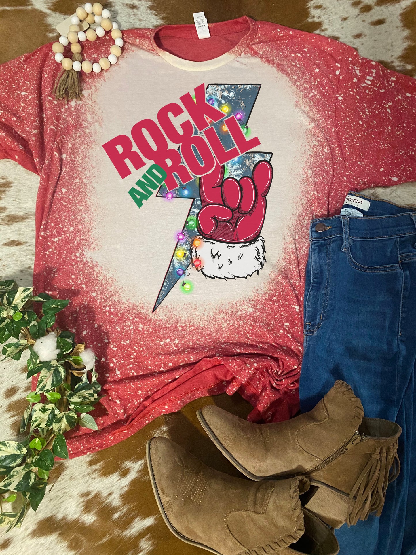 Rock and Roll Christmas Bleach Tee