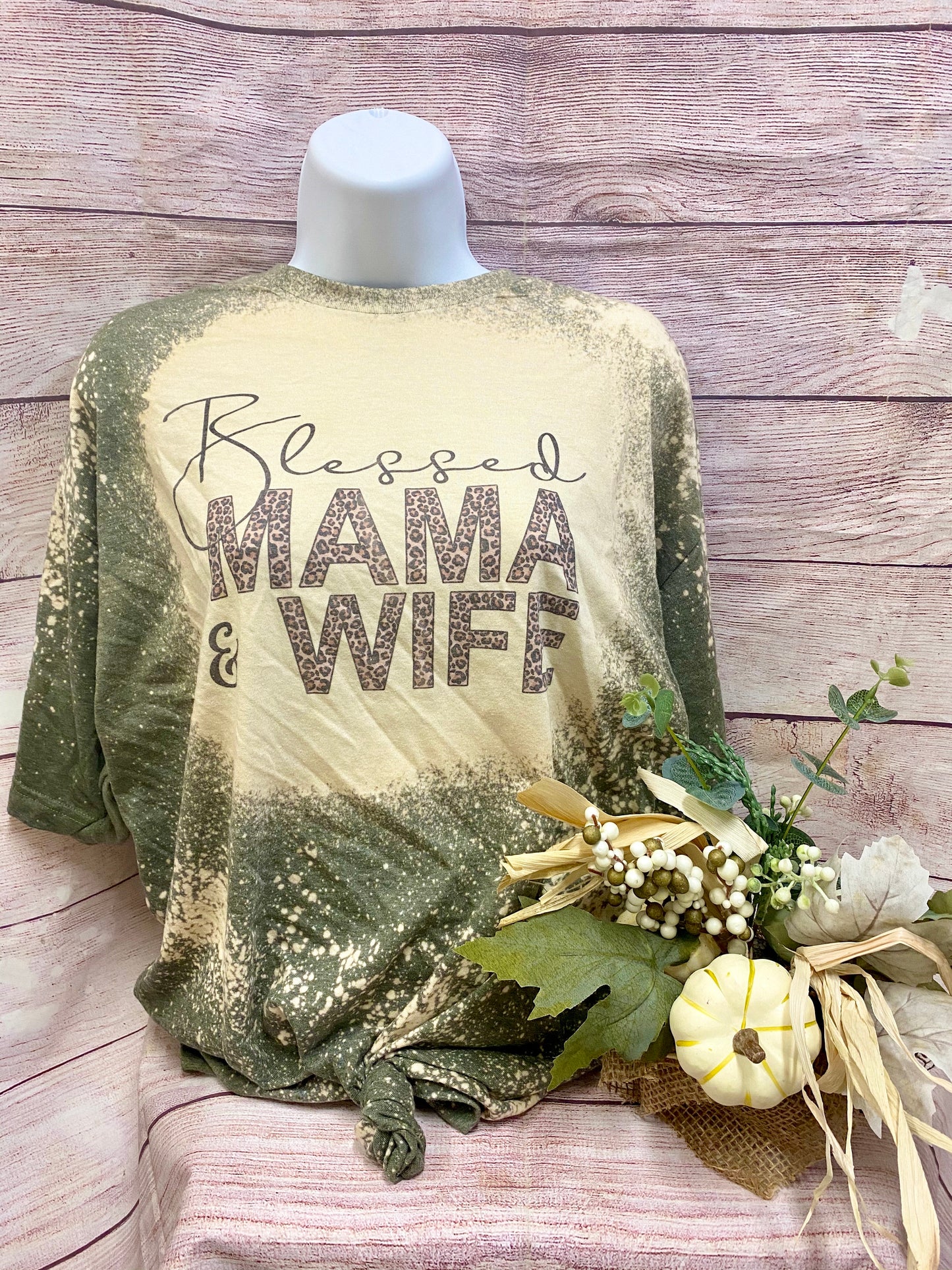 Blessed Mama and Wife | Bleach Tee | Bleach Shirt | Blessed Mama Bleach Shirt | Bleached Shirt
