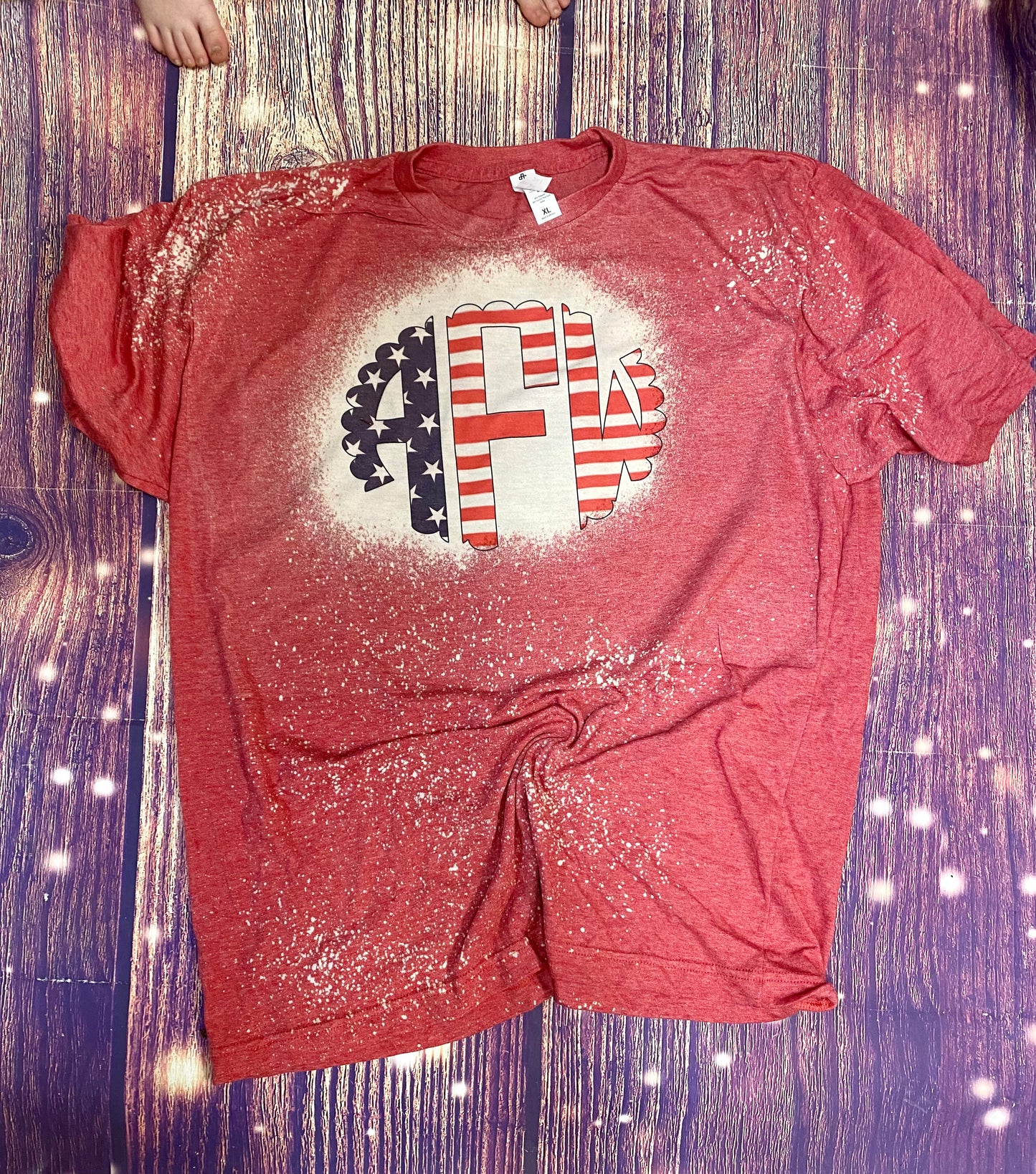 Flash Sale Patriotic Monogram Bleach Tee