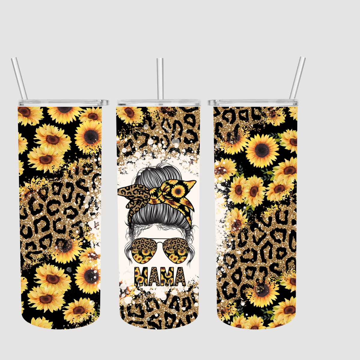 Sunflower Leopard Mama Tumbler